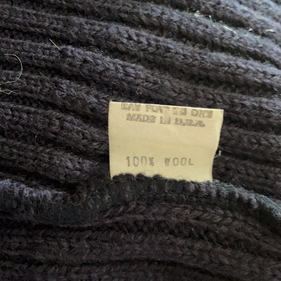 Navy Blue V Neck 100% Wool Sweater - Picture 6 of 7